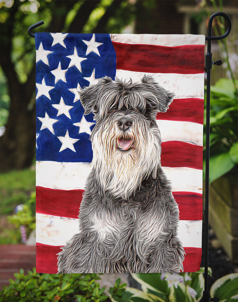 USA American Flag with Schnauzer Flag Garden Size KJ1157GF