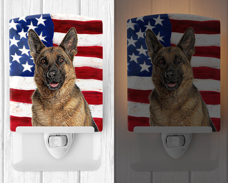 USA American Flag with German Shepherd Ceramic Night Light KJ1159CNL