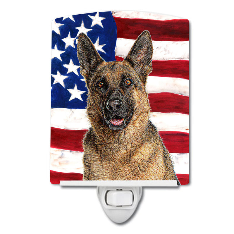 USA American Flag with German Shepherd Ceramic Night Light KJ1159CNL