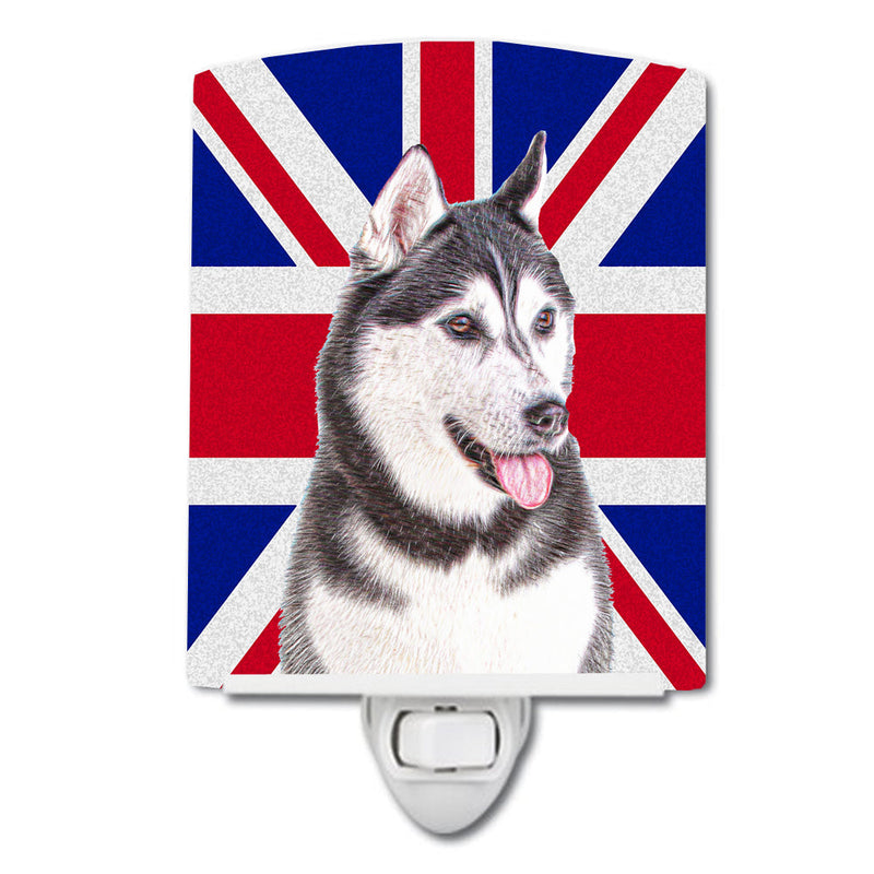 Alaskan Malamute with English Union Jack British Flag Ceramic Night Light KJ1161CNL