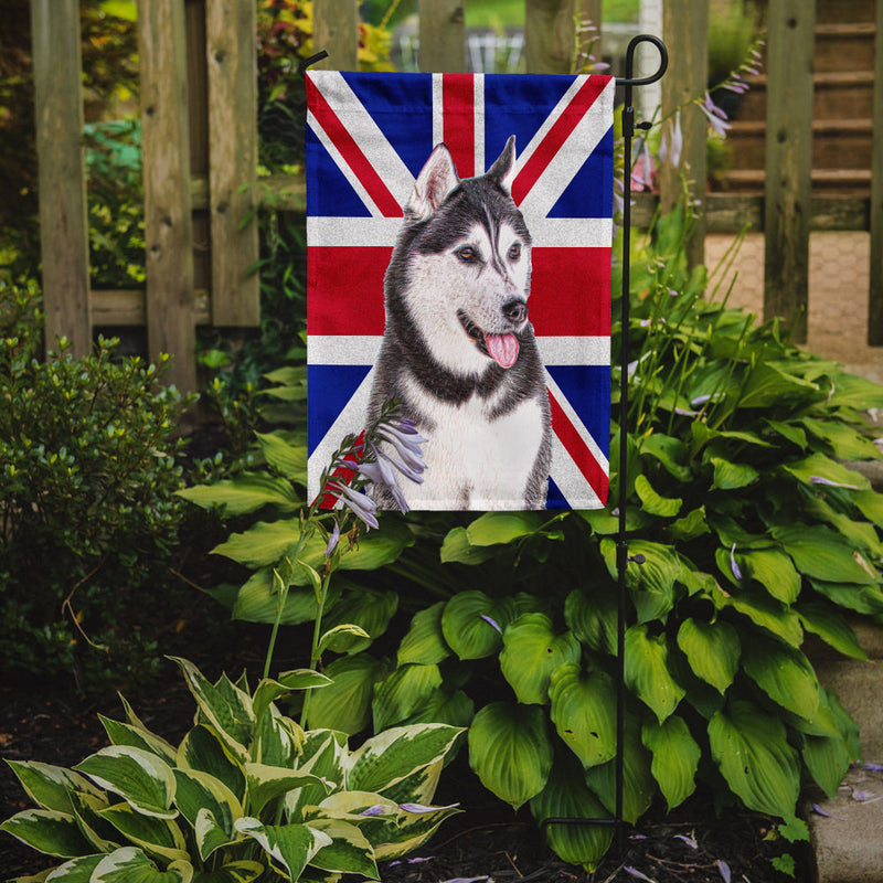 Alaskan Malamute with English Union Jack British Flag Flag Garden Size KJ1161GF