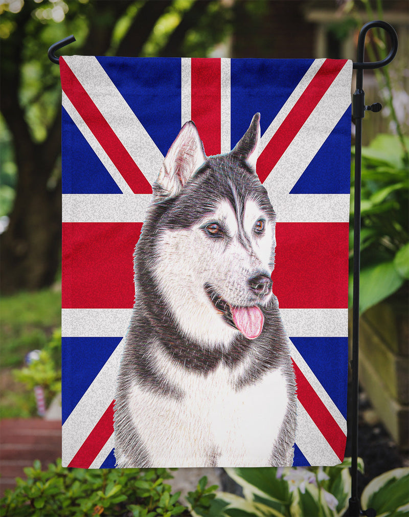 Alaskan Malamute with English Union Jack British Flag Flag Garden Size KJ1161GF