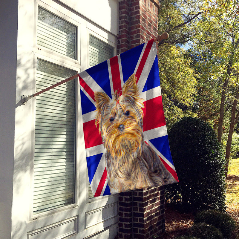 Yorkie / Yorkshire Terrier with English Union Jack British Flag Flag Canvas House Size KJ1163CHF