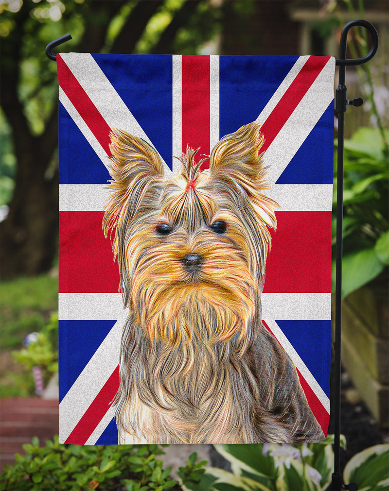 Yorkie / Yorkshire Terrier with English Union Jack British Flag Flag Garden Size KJ1163GF