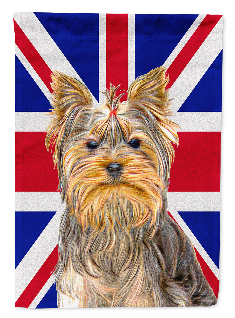 Yorkie / Yorkshire Terrier with English Union Jack British Flag Flag Garden Size KJ1163GF