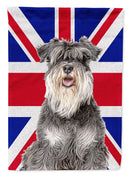 Schnauzer with English Union Jack British Flag House Flag 28x40 Porch Sleeve Pole Decorative Outside Yard Banner Artwork Wall Hanging, Polyester