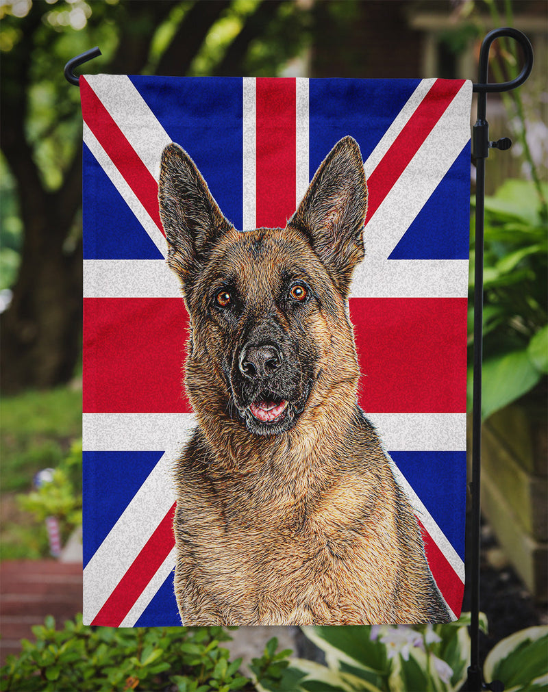 German Shepherd with English Union Jack British Flag Flag Garden Size KJ1166GF