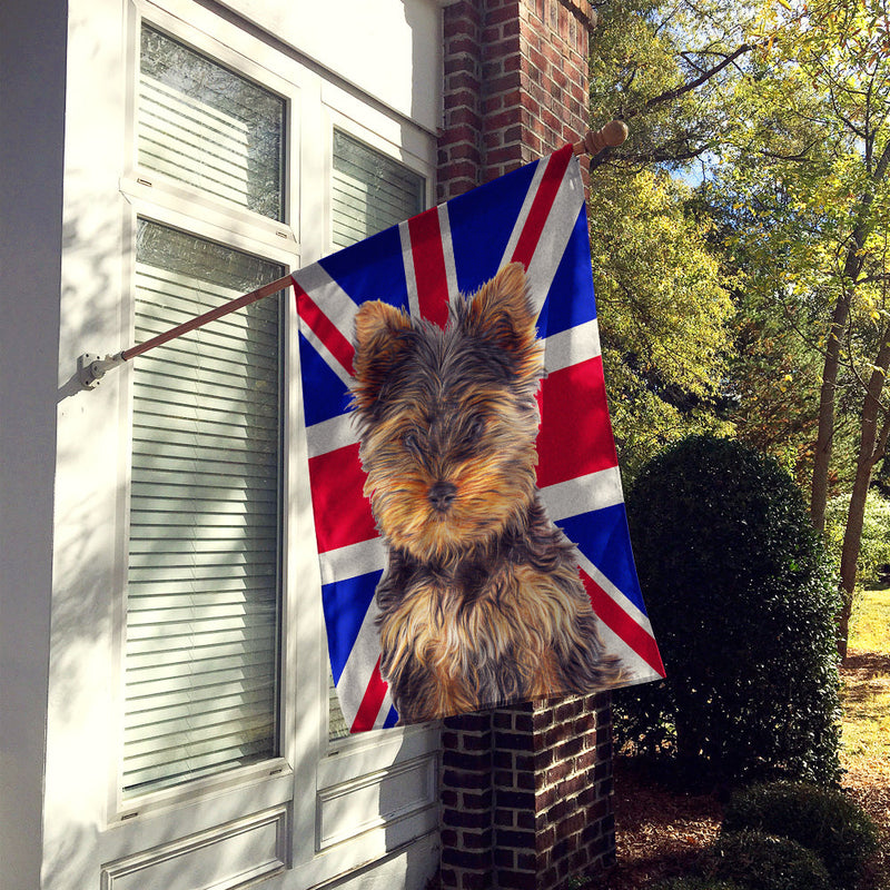 Yorkie Puppy / Yorkshire Terrier with English Union Jack British Flag Flag Canvas House Size KJ1167CHF