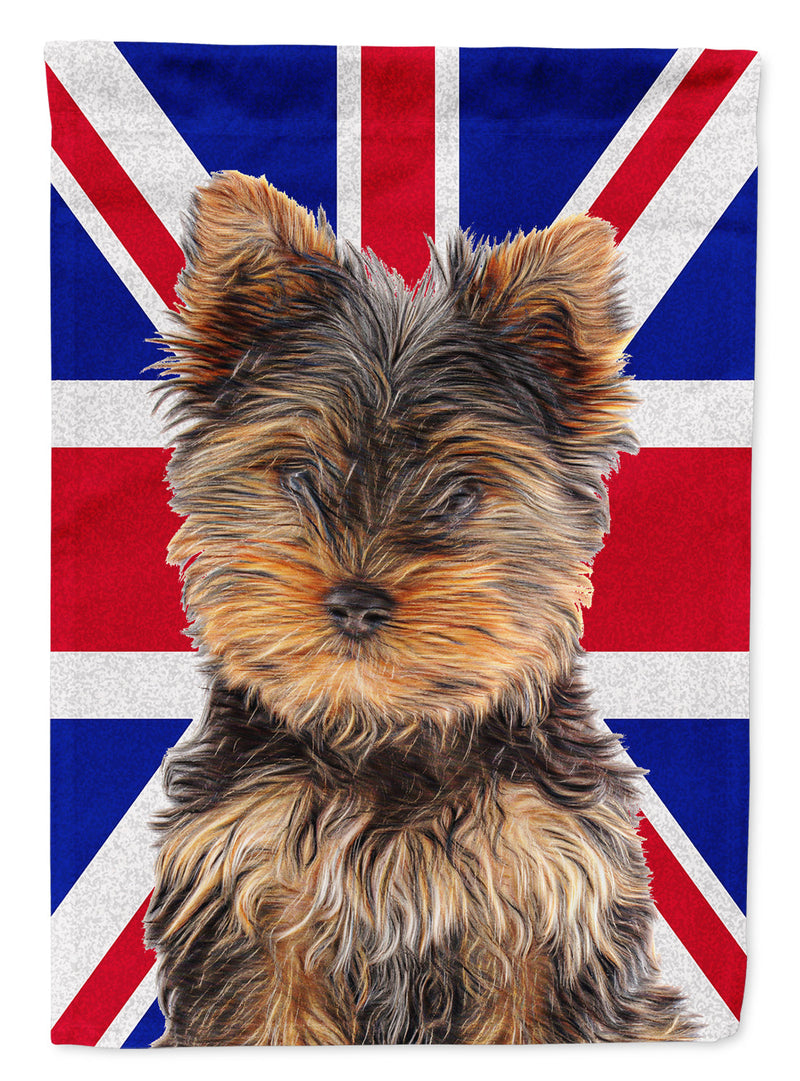 Yorkie Puppy / Yorkshire Terrier with English Union Jack British Flag Flag Canvas House Size KJ1167CHF