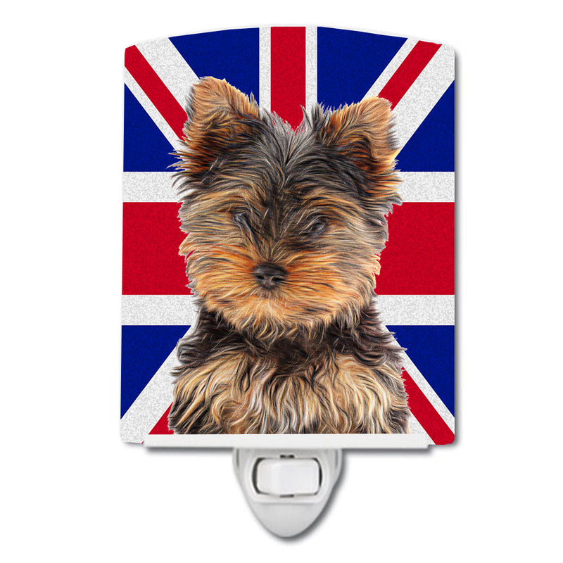 Yorkie Puppy / Yorkshire Terrier with English Union Jack British Flag Ceramic Night Light KJ1167CNL