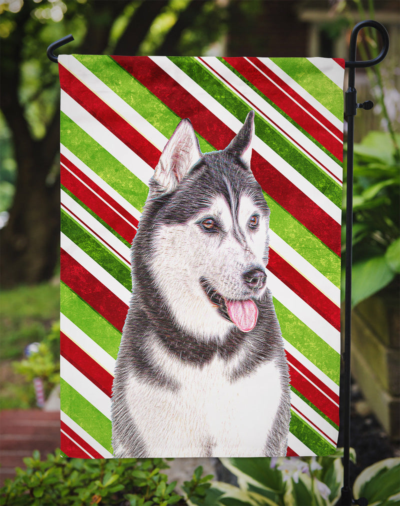 Candy Cane Holiday Christmas Alaskan Malamute Flag Garden Size KJ1168GF