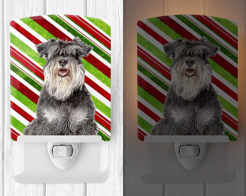 Candy Cane Holiday Christmas Schnauzer Ceramic Night Light KJ1171CNL