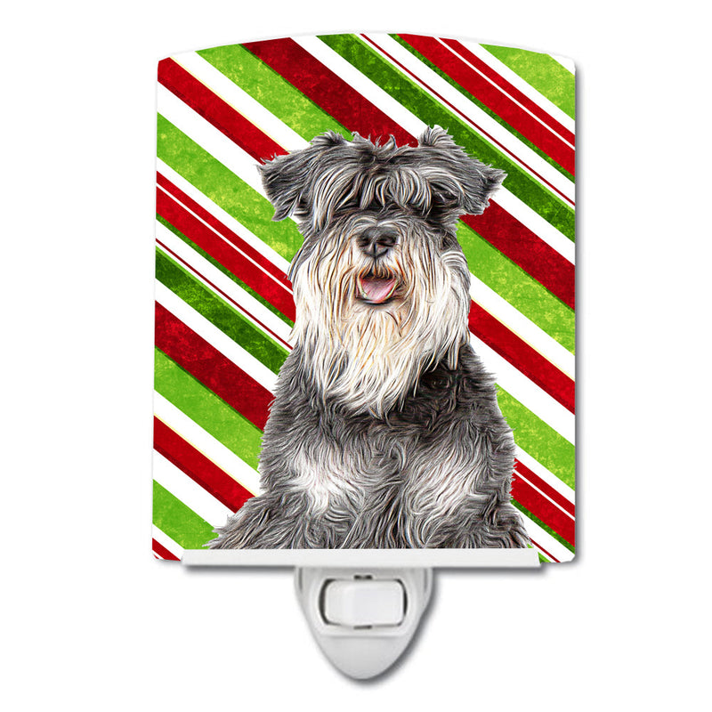 Candy Cane Holiday Christmas Schnauzer Ceramic Night Light KJ1171CNL