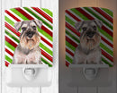 Candy Cane Holiday Christmas Schnauzer Ceramic Night Light Compact, UL-Certified, Ideal for Bedroom, Bathroom, Nursery, Hallway, Kitchen, 6x4x3, Multicolor