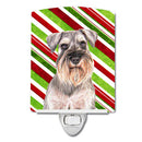 Candy Cane Holiday Christmas Schnauzer Ceramic Night Light Compact, UL-Certified, Ideal for Bedroom, Bathroom, Nursery, Hallway, Kitchen, 6x4x3, Multicolor