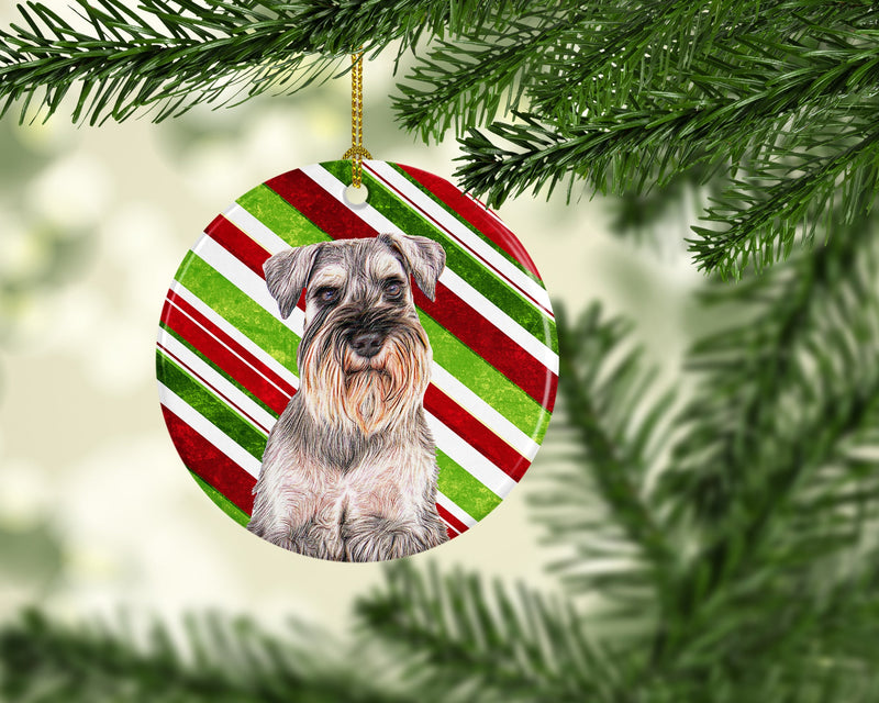 Candy Cane Holiday Christmas Schnauzer Ceramic Ornament KJ1172CO1