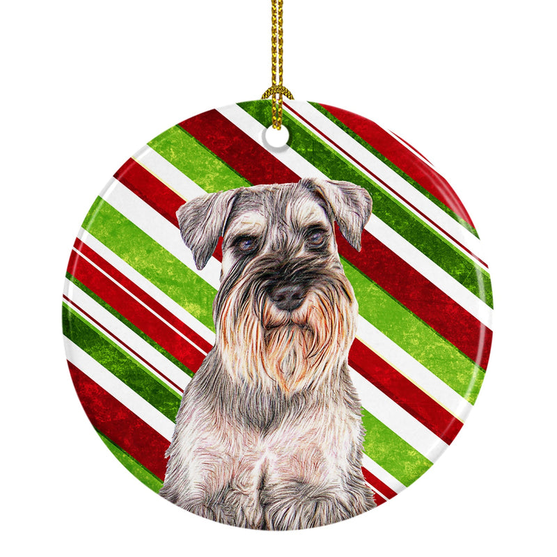 Candy Cane Holiday Christmas Schnauzer Ceramic Ornament KJ1172CO1