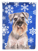 Winter Snowflakes Holiday Schnauzer House Flag 28x40 Porch Sleeve Pole Decorative Outside Yard Banner Artwork Wall Hanging, Polyester