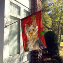 Red Snowflakes Holiday Christmas  Yorkie / Yorkshire Terrier House Flag 28x40 Porch Sleeve Pole Decorative Outside Yard Banner Artwork Wall Hanging, Polyester