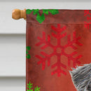Red Snowflakes Holiday Christmas  Schnauzer House Flag 28x40 Porch Sleeve Pole Decorative Outside Yard Banner Artwork Wall Hanging, Polyester
