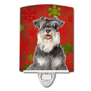 Red Snowflakes Holiday Christmas  Schnauzer Ceramic Night Light Compact, UL-Certified, Ideal for Bedroom, Bathroom, Nursery, Hallway, Kitchen, 6x4x3, Multicolor