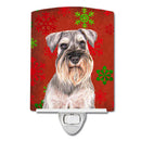 Red Snowflakes Holiday Christmas  Schnauzer Ceramic Night Light Compact, UL-Certified, Ideal for Bedroom, Bathroom, Nursery, Hallway, Kitchen, 6x4x3, Multicolor