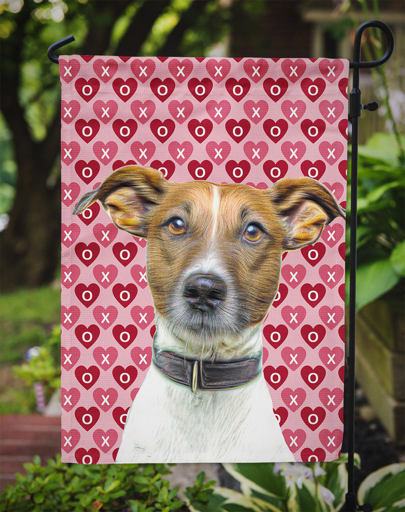 Hearts Love and Valentine's Day Jack Russell Terrier Garden Flag – Decorative Outdoor Yard Flag KJ1190GF