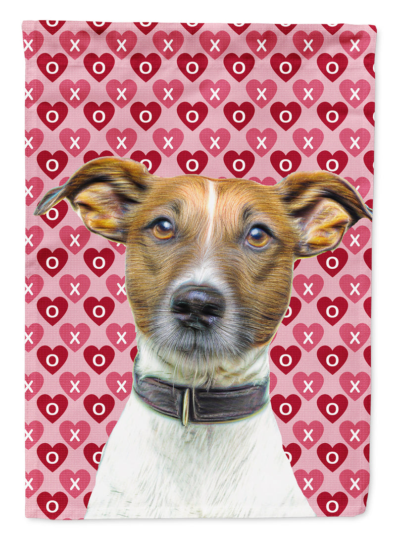 Hearts Love and Valentine's Day Jack Russell Terrier Garden Flag – Decorative Outdoor Yard Flag KJ1190GF