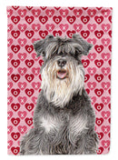 Hearts Love and Valentine's Day Schnauzer House Flag 28x40 Porch Sleeve Pole Decorative Outside Yard Banner Artwork Wall Hanging, Polyester