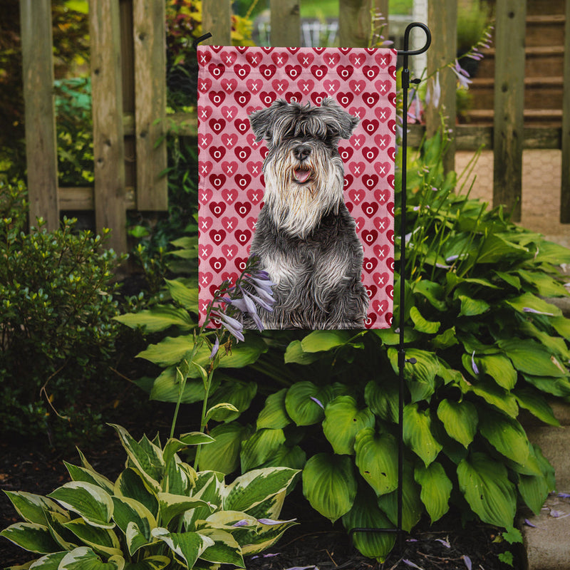 Hearts Love and Valentine's Day Schnauzer Garden Flag – Decorative Outdoor Yard Flag KJ1192GF