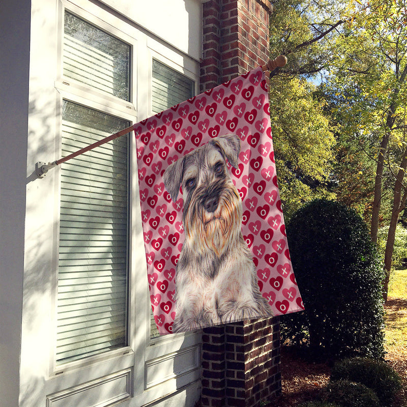 Hearts Love and Valentine's Day Schnauzer Flag Canvas House Size KJ1193CHF