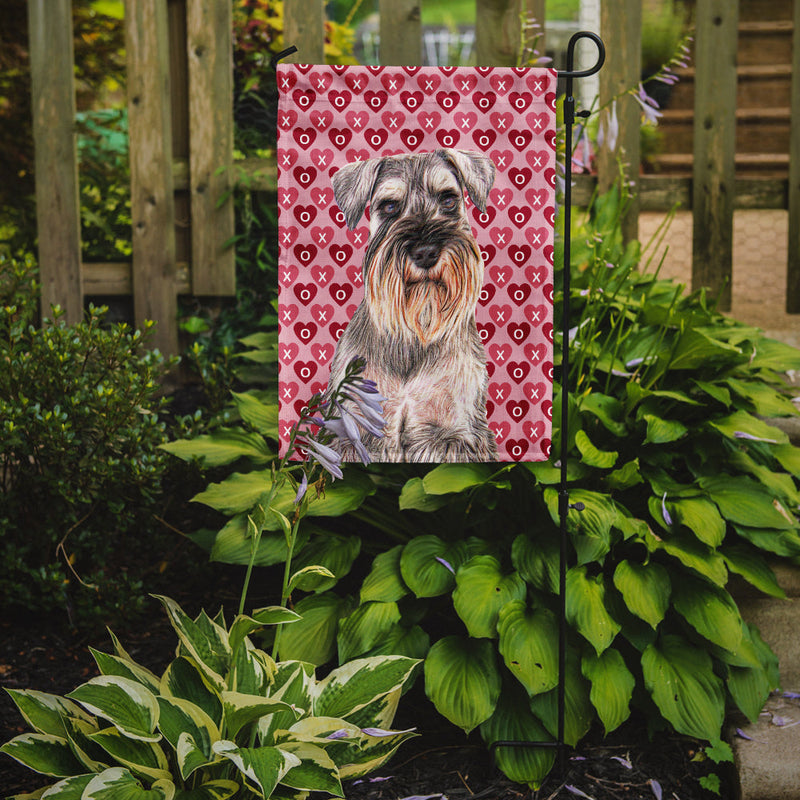 Hearts Love and Valentine's Day Schnauzer Garden Flag – Decorative Outdoor Yard Flag KJ1193GF
