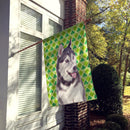 St. Patrick's Day Shamrock Alaskan Malamute House Flag 28x40 Porch Sleeve Pole Decorative Outside Yard Banner Artwork Wall Hanging, Polyester