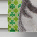 St. Patrick's Day Shamrock Alaskan Malamute House Flag 28x40 Porch Sleeve Pole Decorative Outside Yard Banner Artwork Wall Hanging, Polyester
