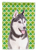 St. Patrick's Day Shamrock Alaskan Malamute House Flag 28x40 Porch Sleeve Pole Decorative Outside Yard Banner Artwork Wall Hanging, Polyester