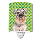 St. Patrick's Day Shamrock Schnauzer Ceramic Night Light Compact, UL-Certified, Ideal for Bedroom, Bathroom, Nursery, Hallway, Kitchen, 6x4x3, Multicolor