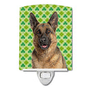 St. Patrick's Day Shamrock German Shepherd Ceramic Night Light Compact, UL-Certified, Ideal for Bedroom, Bathroom, Nursery, Hallway, Kitchen, 6x4x3, Multicolor