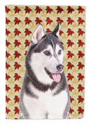 Fall Leaves Alaskan Malamute House Flag 28x40 Porch Sleeve Pole Decorative Outside Yard Banner Artwork Wall Hanging, Polyester
