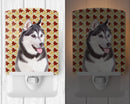Fall Leaves Alaskan Malamute Ceramic Night Light Compact, UL-Certified, Ideal for Bedroom, Bathroom, Nursery, Hallway, Kitchen, 6x4x3, Multicolor