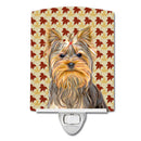 Fall Leaves Yorkie / Yorkshire Terrier Ceramic Night Light Compact, UL-Certified, Ideal for Bedroom, Bathroom, Nursery, Hallway, Kitchen, 6x4x3, Multicolor