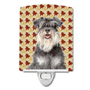 Fall Leaves Schnauzer Ceramic Night Light Compact, UL-Certified, Ideal for Bedroom, Bathroom, Nursery, Hallway, Kitchen, 6x4x3, Multicolor