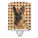Fall Leaves German Shepherd Ceramic Night Light Compact, UL-Certified, Ideal for Bedroom, Bathroom, Nursery, Hallway, Kitchen, 6x4x3, Multicolor