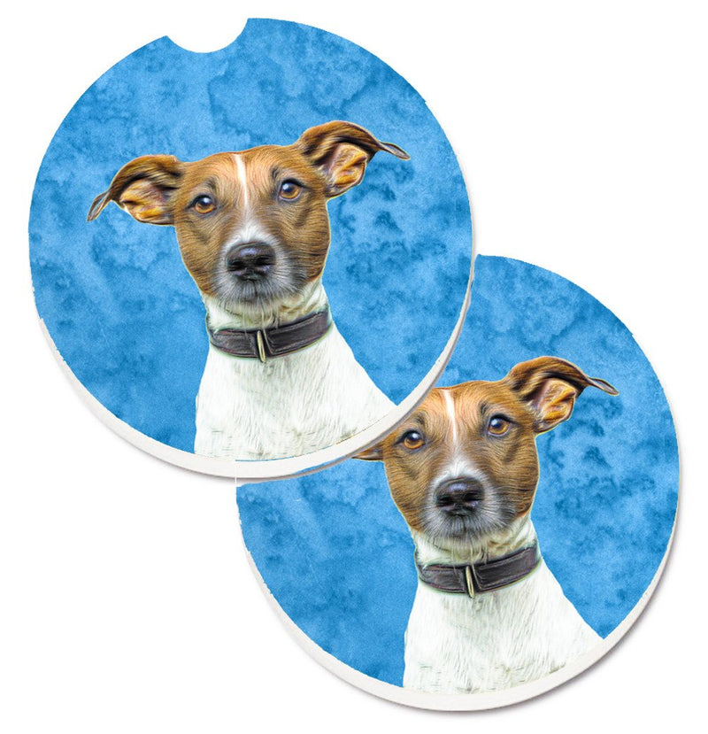 Blue Jack Russell Terrier Car Coasters – Set of 2 - Absorbent Stone with Fun & Functional Artwork KJ1226BUCARC