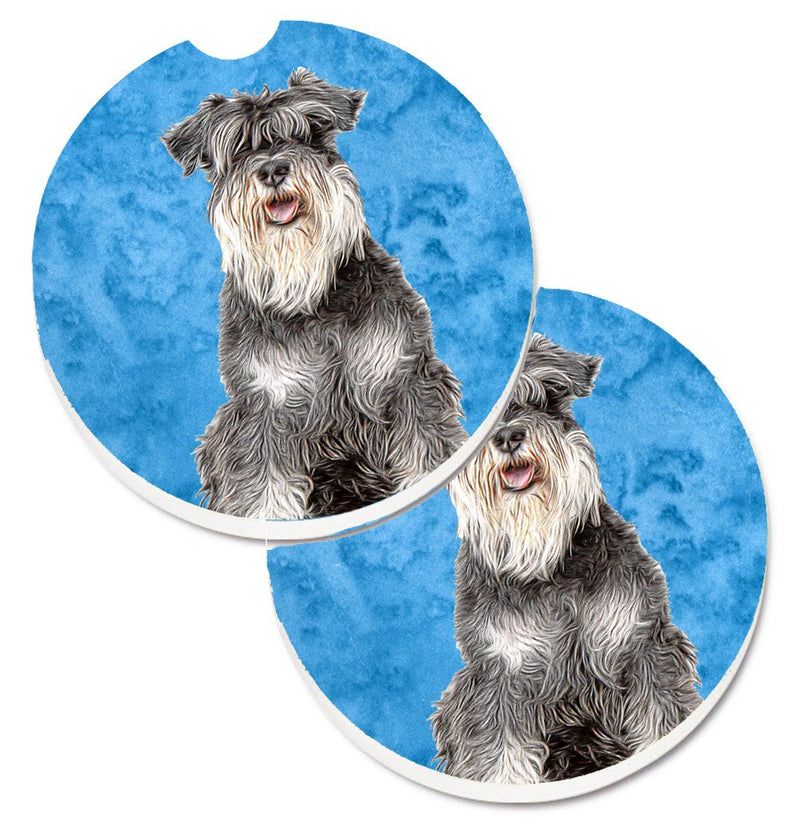 Blue Schnauzer Car Coasters – Set of 2 - Absorbent Stone with Fun & Functional Artwork KJ1228BUCARC