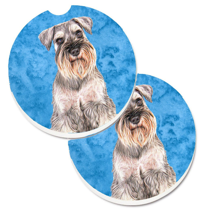 Blue Schnauzer Car Coasters – Set of 2 - Absorbent Stone with Fun & Functional Artwork KJ1229BUCARC
