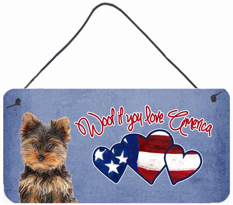 Woof if you love America Yorkie Yorkshire Terrier Wall or Door Hanging Prints