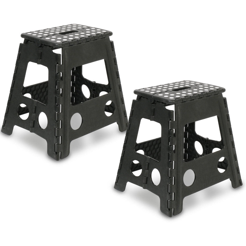 2 Pack Folding Step Stool with Portable Carrying Handle Safe Enough, Black