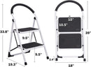 2-Step Ladder Folding Step Stool with Soft Grip Handle and Anti-Slip Wide Pedal, 330 lbs Capacity