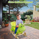 2-in-1 Ride-on Wooden Plush Rocking Horse Chair with Music for Baby Kids Toddlers, Green Dinosaur