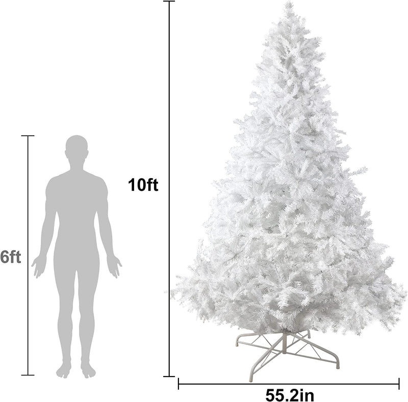 10' Premium Spruce Artificial Christmas Tree w/Metal Stand, White